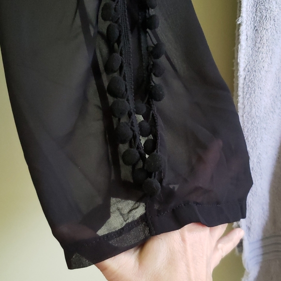 Black Pom Pom Split Beach Trouser - Picture 6 of 7